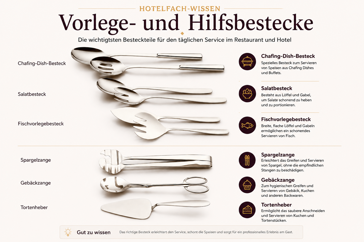 Übersicht verschiedener Vorlegebestecke.